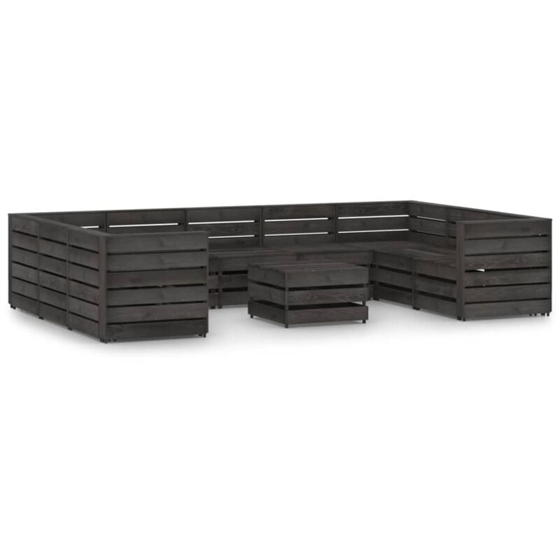 

Set de muebles de jardín 10 pzas madera de pino impregnada gris - Marrón - Vidaxl