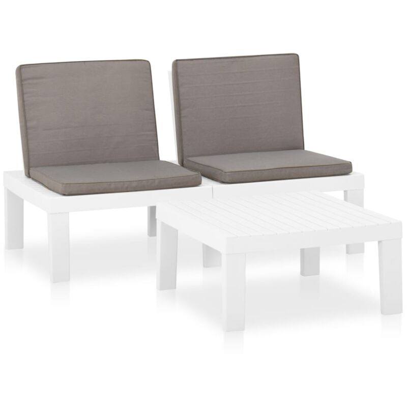 

vidaXL Set de muebles de jardín 2 piezas con cojines plástico blanco - Blanco