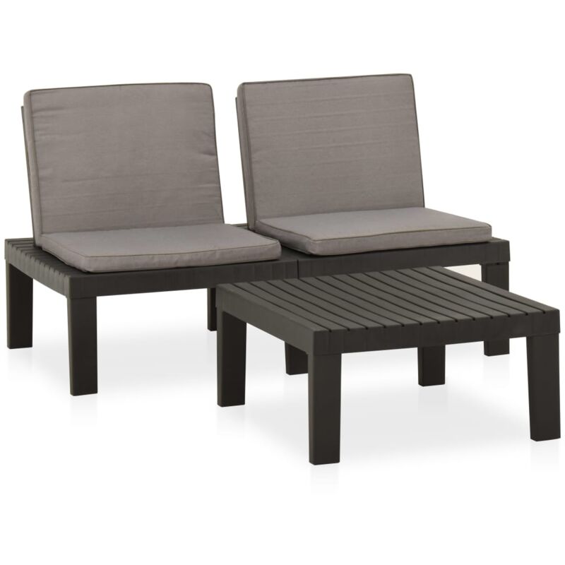 

vidaXL Set de muebles de jardín 2 piezas con cojines plástico gris - Gris