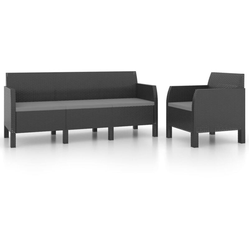 

vidaXL Set de muebles de jardín 2 piezas con cojines PP gris antracita - Antracita