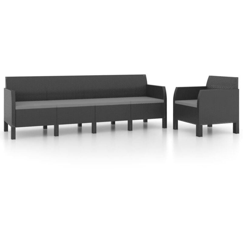 

vidaXL Set de muebles de jardín 2 piezas con cojines PP gris antracita - Antracita