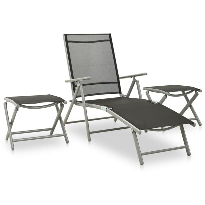 

vidaXL Set de muebles de jardín 3 piezas textilene aluminio plateado - Plateado