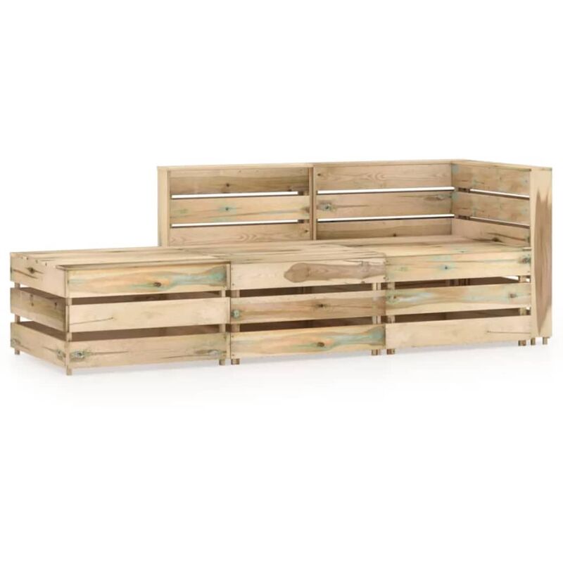 

vidaXL Set de muebles de jardín 3 pzas madera de pino impregnada verde - Marrón