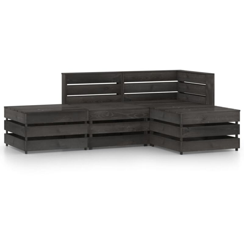 

vidaXL Set de muebles de jardín 4 pzas madera de pino impregnada gris - Marrón