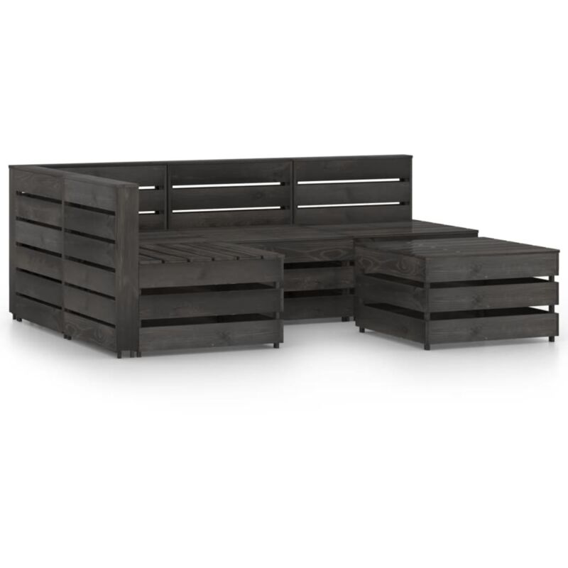 

vidaXL Set de muebles de jardín 5 pzas madera de pino impregnada gris - Marrón
