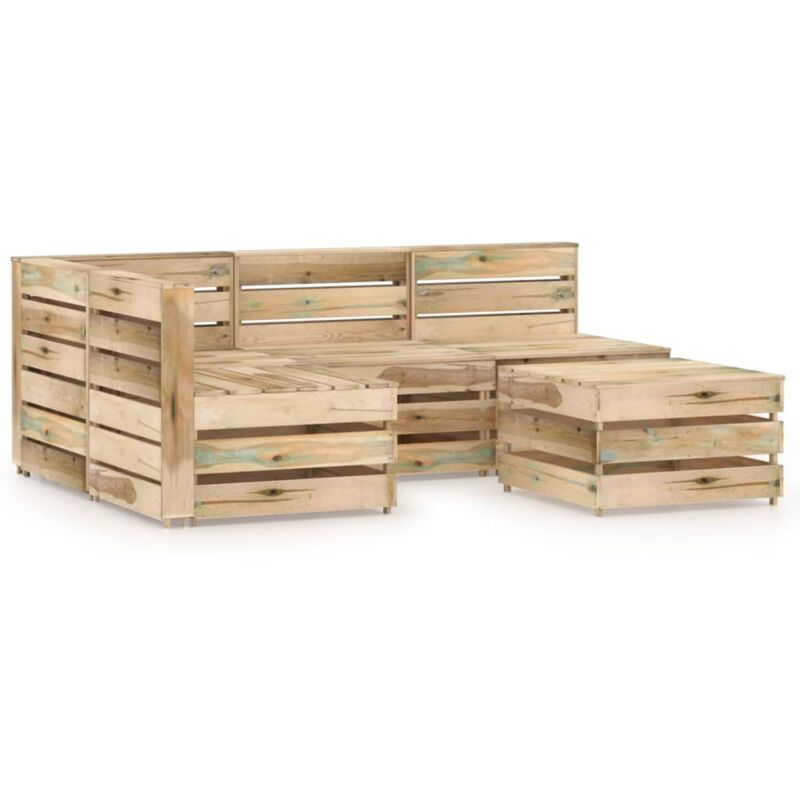 

vidaXL Set de muebles de jardín 5 pzas madera de pino impregnada verde - Marrón