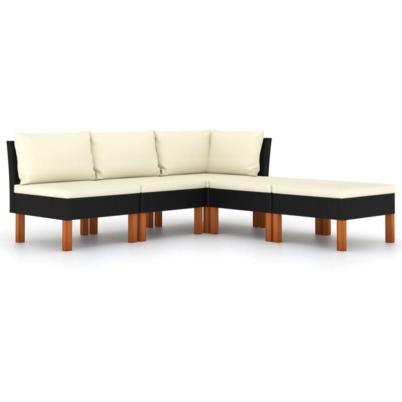 

Vidaxl - Set de muebles de jardín 5 pzas y cojines ratán sintético negro - Negro