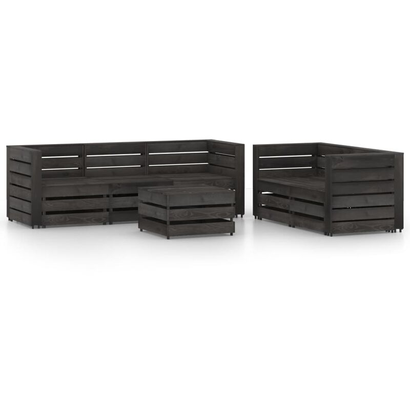 

vidaXL Set de muebles de jardín 6 pzas madera de pino impregnada gris - Marrón