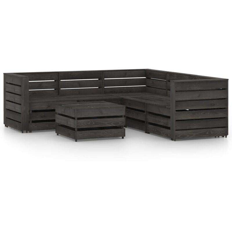 

vidaXL Set de muebles de jardín 6 pzas madera de pino impregnada gris - Marrón