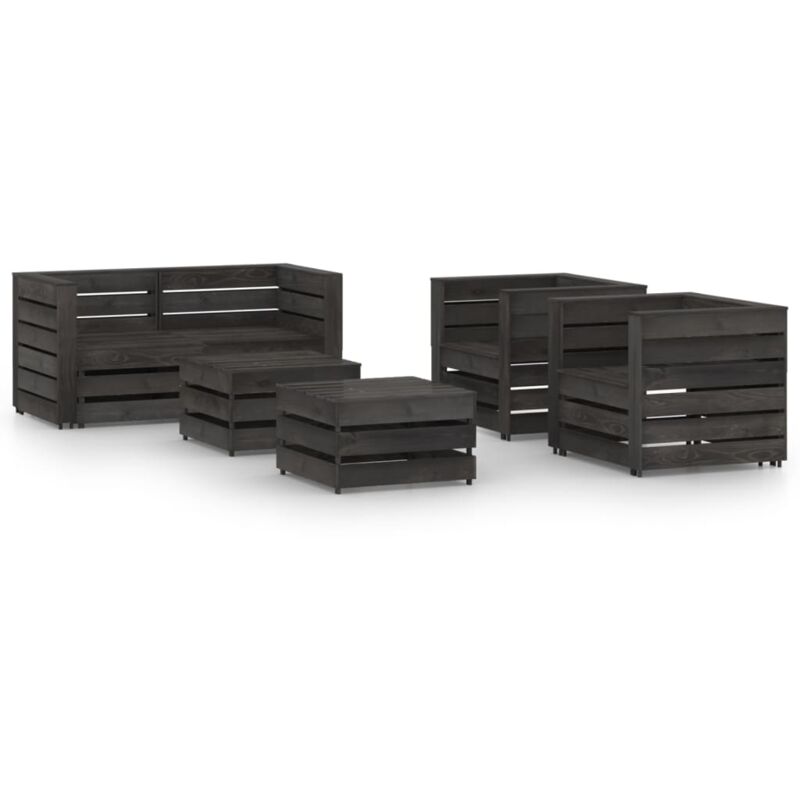 

vidaXL Set de muebles de jardín 6 pzas madera de pino impregnada gris - Marrón
