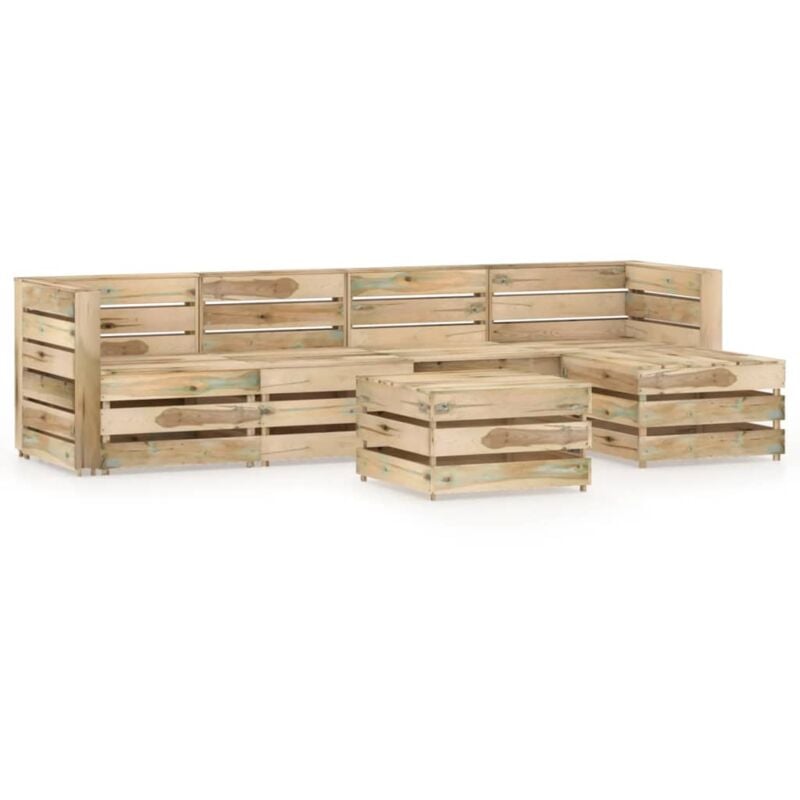 

vidaXL Set de muebles de jardín 6 pzas madera de pino impregnada verde - Marrón