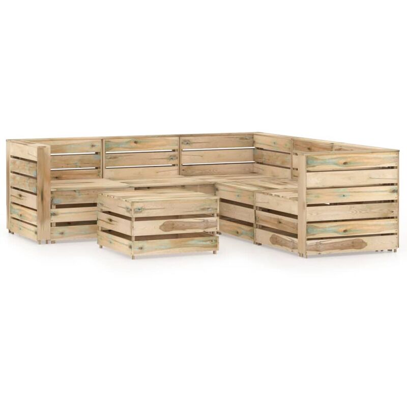

vidaXL Set de muebles de jardín 6 pzas madera de pino impregnada verde - Marrón