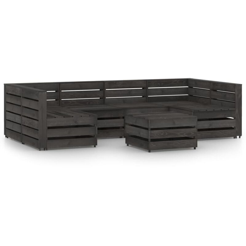 

vidaXL Set de muebles de jardín 7 pzas madera de pino impregnada gris - Marrón