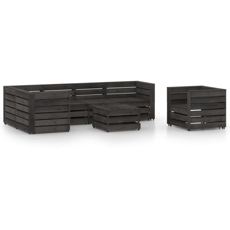 

vidaXL Set de muebles de jardín 7 pzas madera de pino impregnada gris - Marrón