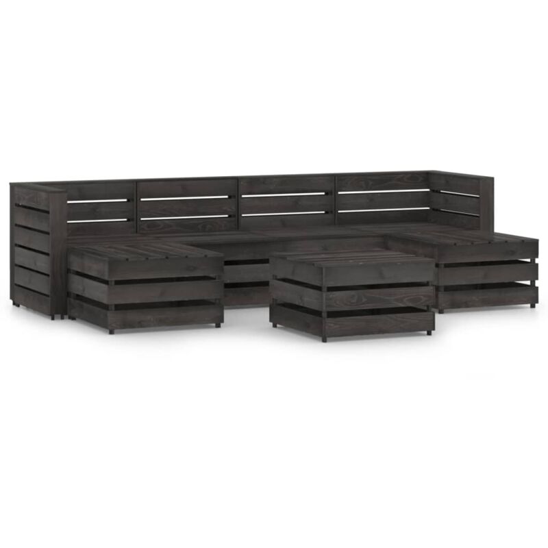 

vidaXL Set de muebles de jardín 7 pzas madera de pino impregnada gris - Marrón