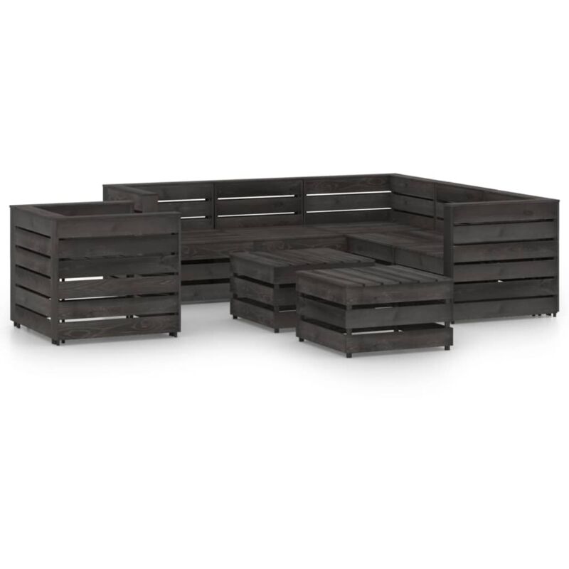 

vidaXL Set de muebles de jardín 8 pzas madera de pino impregnada gris - Marrón