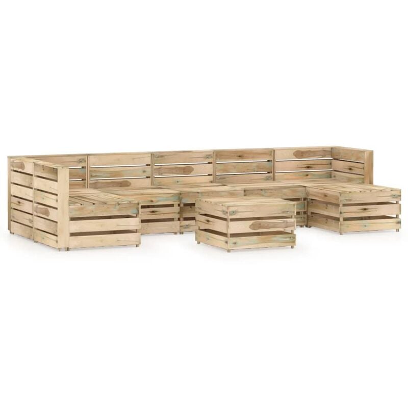 

vidaXL Set de muebles de jardín 8 pzas madera de pino impregnada verde - Marrón