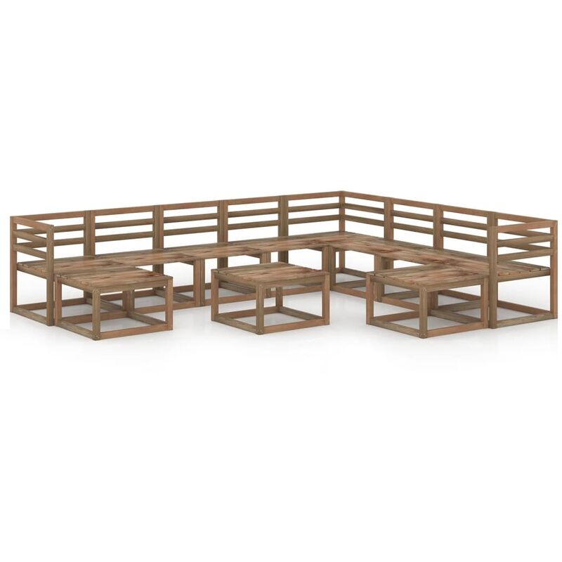 

vidaXL Set de muebles de jardín 11 pzas madera pino impregnada marrón - Marrón