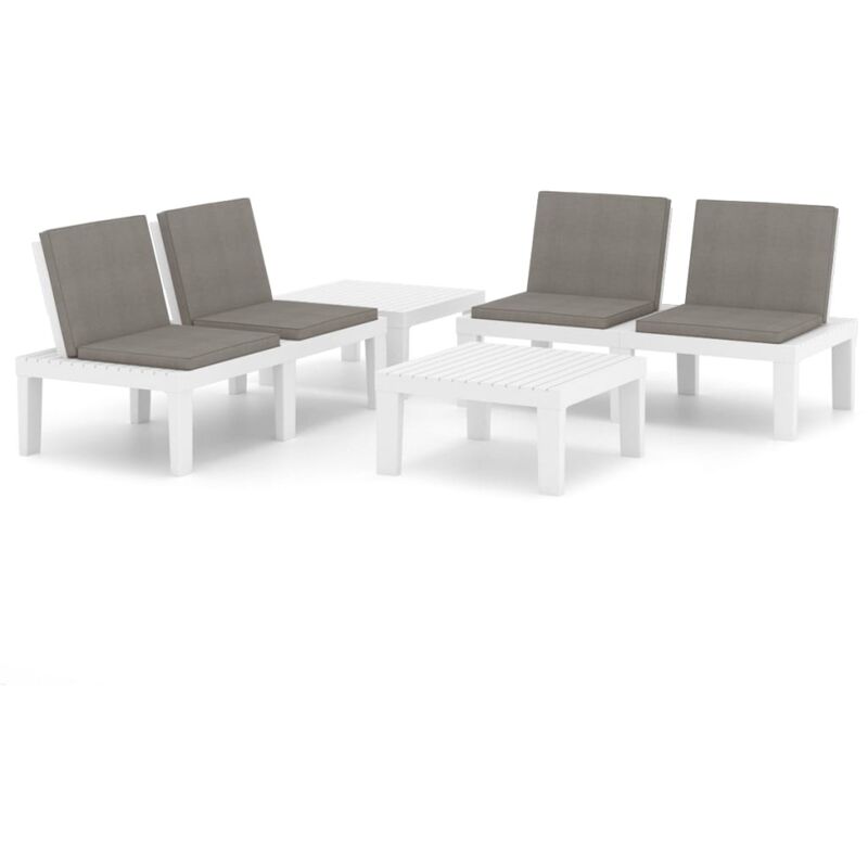 

vidaXL Set de muebles de jardín 4 piezas con cojines plástico blanco - Blanco