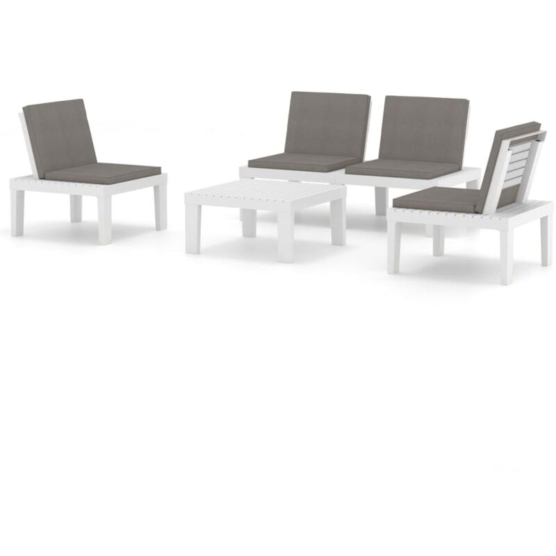 

vidaXL Set de muebles de jardín 4 piezas con cojines plástico blanco - Blanco