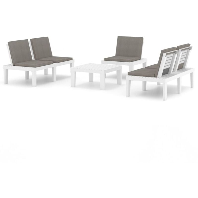 

vidaXL Set de muebles de jardín 4 piezas con cojines plástico blanco - Blanco