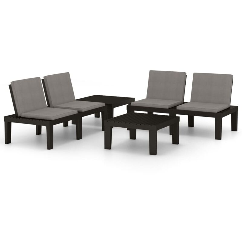 

vidaXL Set de muebles de jardín 4 piezas con cojines plástico gris - Gris