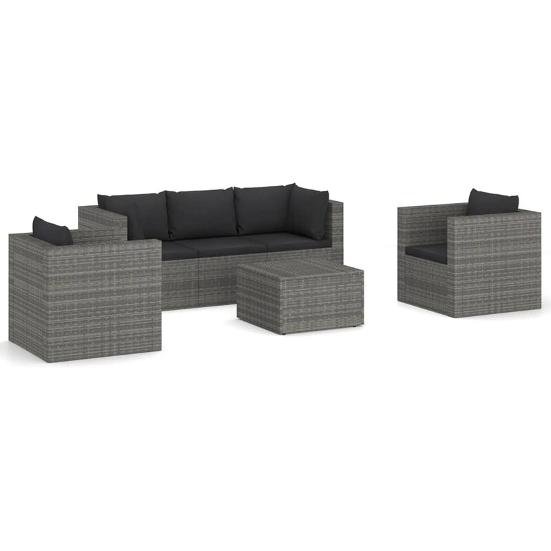 

Vidaxl - Set de muebles de jardín 4 pzas y cojines ratán sintético gris - Gris