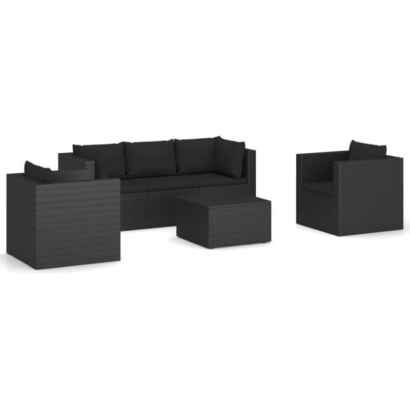 

Vidaxl - Set de muebles de jardín 4 pzas y cojines ratán sintético negro - Negro