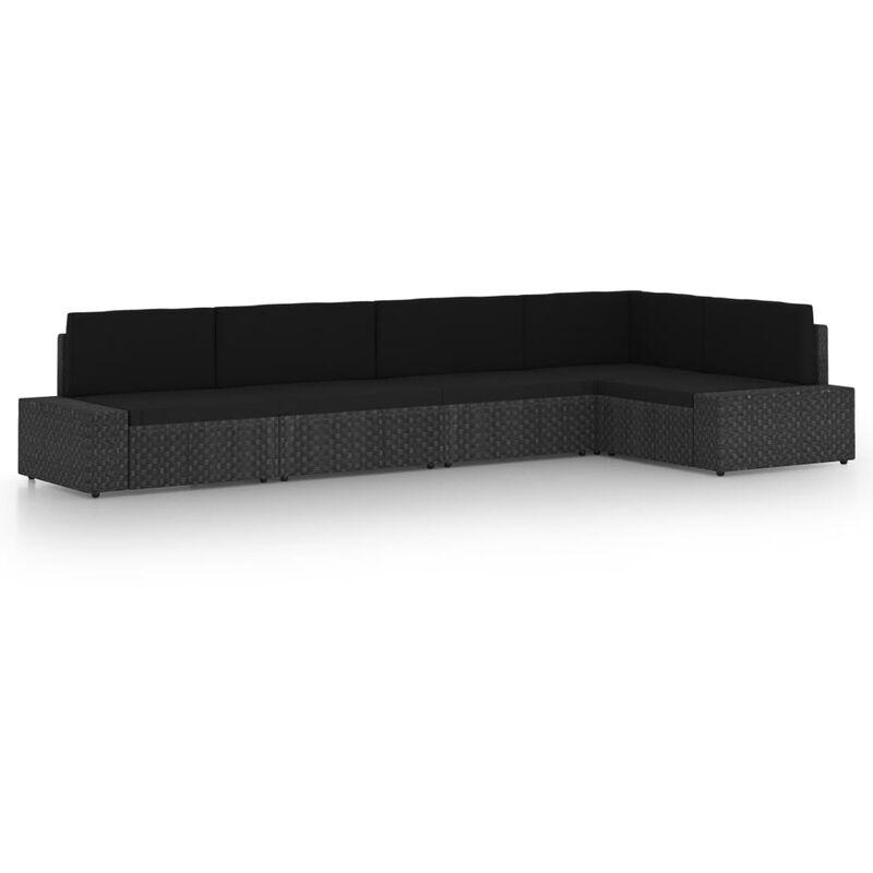 

vidaXL Set de muebles de jardín 5 pzas ratán sintético y cojines negro - Negro