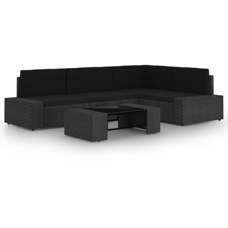 

vidaXL Set de muebles de jardín 5 pzas ratán sintético y cojines negro - Negro