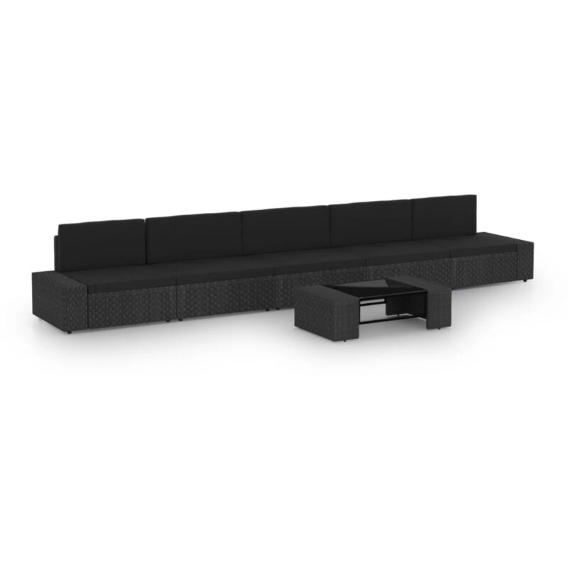 

vidaXL Set de muebles de jardín 6 pzas ratán sintético y cojines negro - Negro