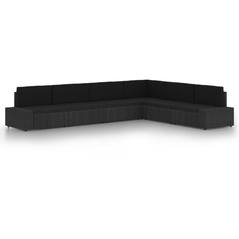 

Set de muebles de jardín 6 pzas ratán sintético y cojines negro - Negro - Vidaxl