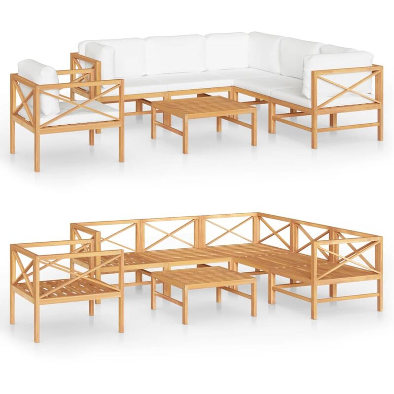 

Vidaxl - Set de muebles de jardín 7 pzas madera de teca y cojines crema - Crema