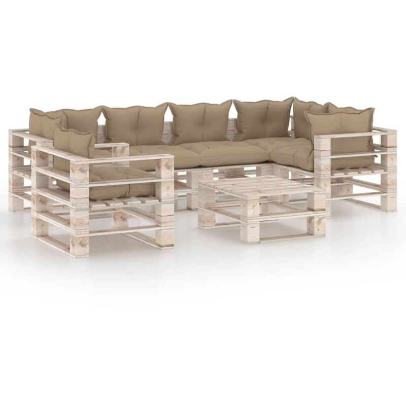 

vidaXL Set de muebles de paléts para jardín 7 pzas cojines madera pino - Marrón