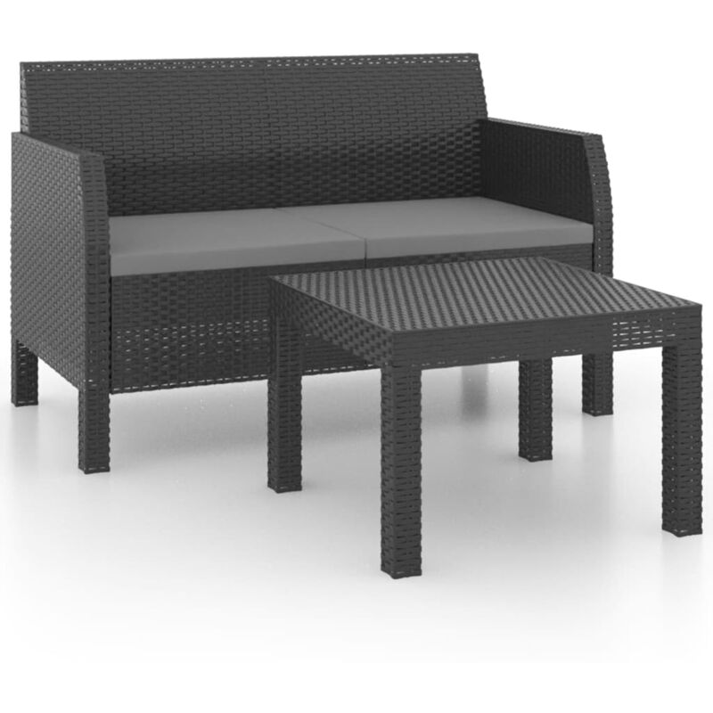 

vidaXL Set de muebles jardín 2 piezas con cojines PP gris antracita - Antracita