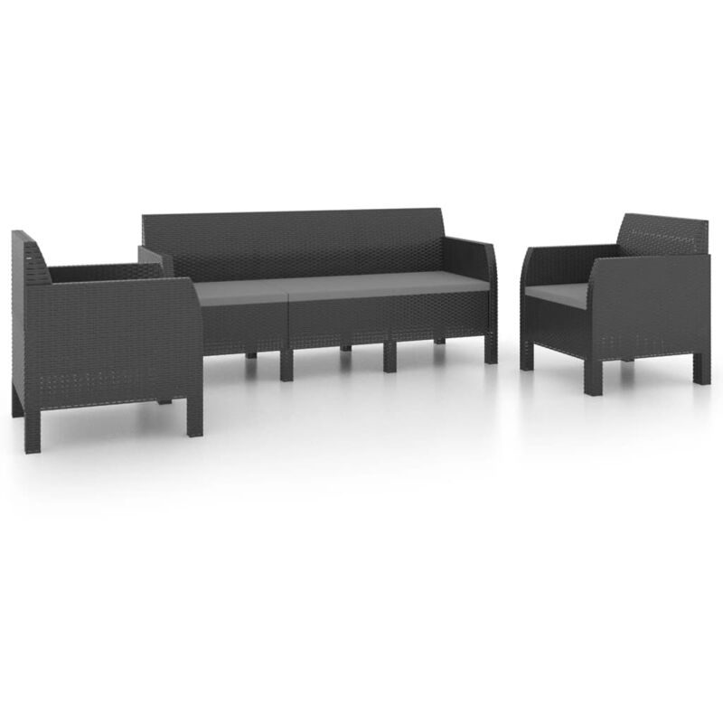 

vidaXL Set de muebles jardín 3 piezas con cojines PP gris antracita - Antracita
