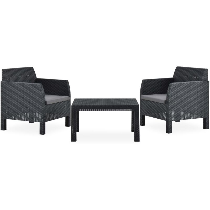 

Set de muebles jardín 3 piezas con cojines PP gris antracita - Antracita - Vidaxl