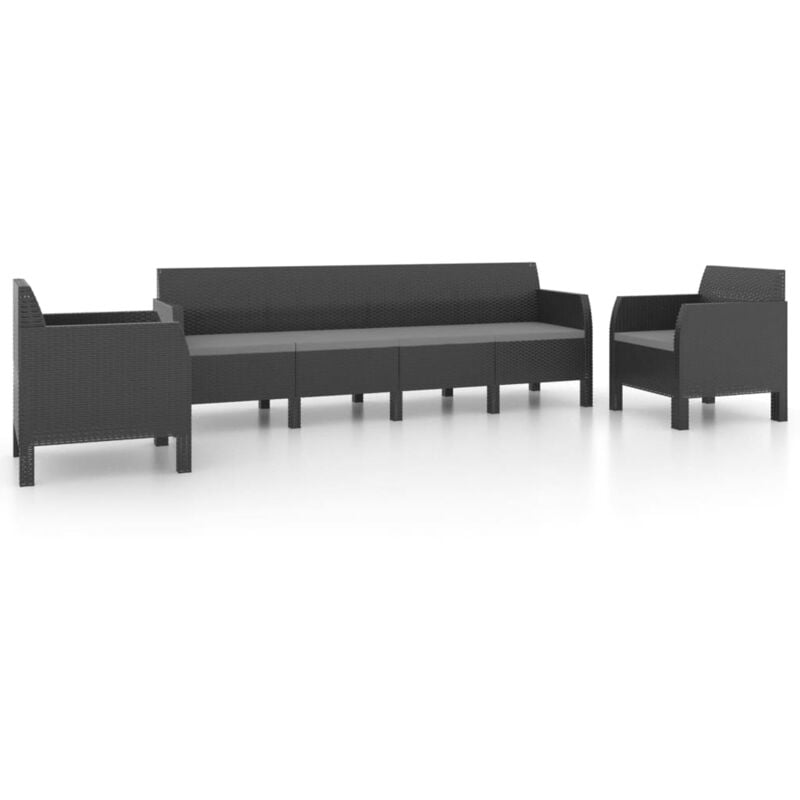 

vidaXL Set de muebles jardín 3 piezas con cojines PP gris antracita - Antracita