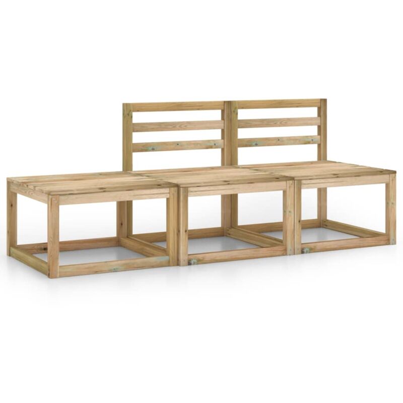 

vidaXL Set de muebles jardín 3 piezas madera de pino impregnada verde - Marrón