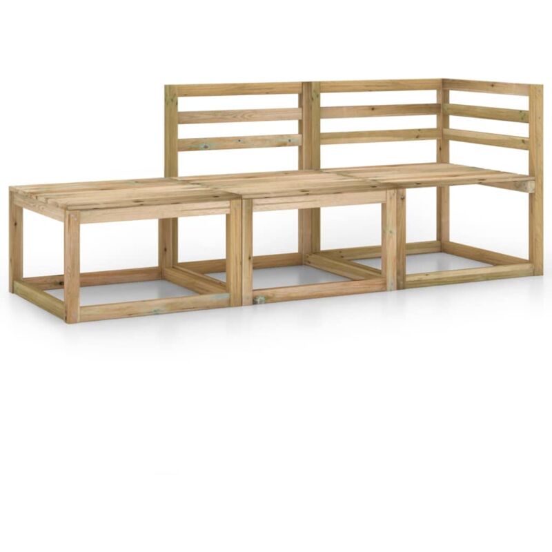 

vidaXL Set de muebles jardín 3 piezas madera de pino impregnada verde - Marrón