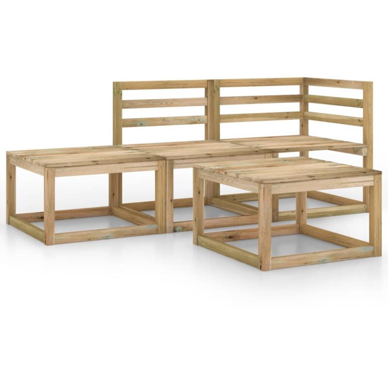 

vidaXL Set de muebles jardín 4 piezas madera de pino impregnada verde - Marrón