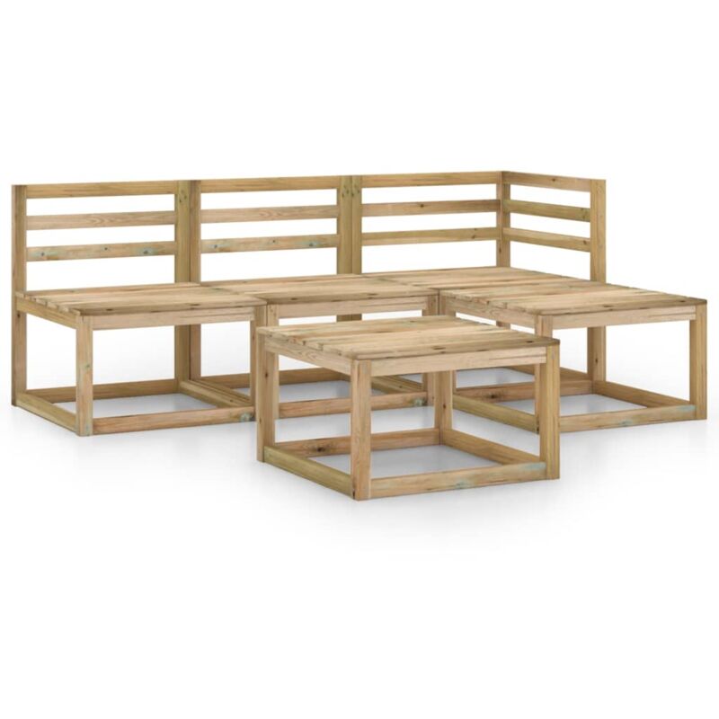 

vidaXL Set de muebles jardín 5 piezas madera de pino impregnada verde - Marrón