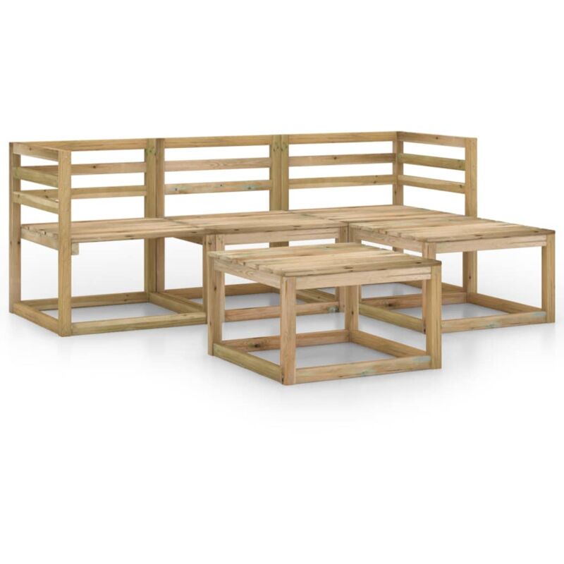 

vidaXL Set de muebles jardín 5 piezas madera de pino impregnada verde - Marrón