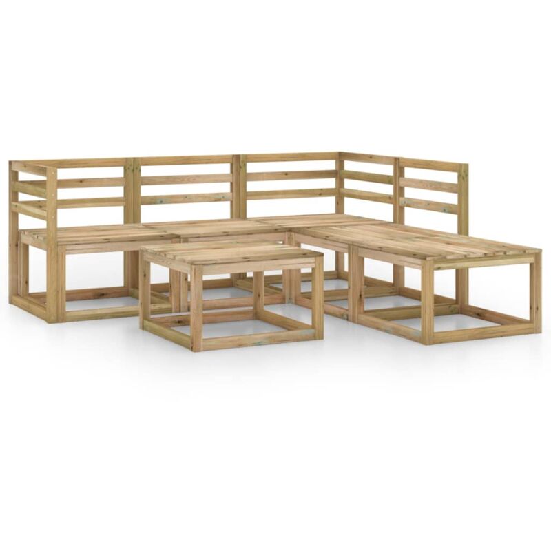 

vidaXL Set de muebles jardín 6 piezas madera de pino impregnada verde - Marrón