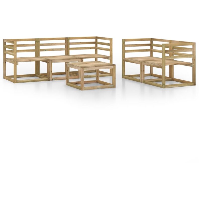 

vidaXL Set de muebles jardín 6 piezas madera de pino impregnada verde - Marrón