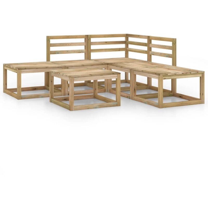 

vidaXL Set de muebles jardín 6 piezas madera de pino impregnada verde - Marrón