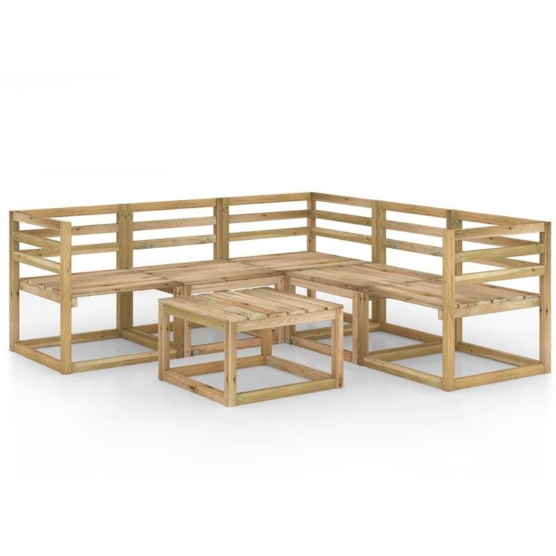 

vidaXL Set de muebles jardín 6 piezas madera de pino impregnada verde - Marrón