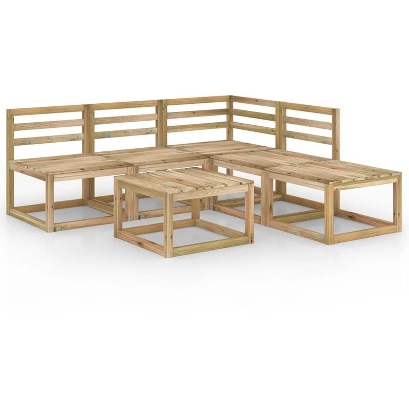 

vidaXL Set de muebles jardín 6 piezas madera de pino impregnada verde - Marrón