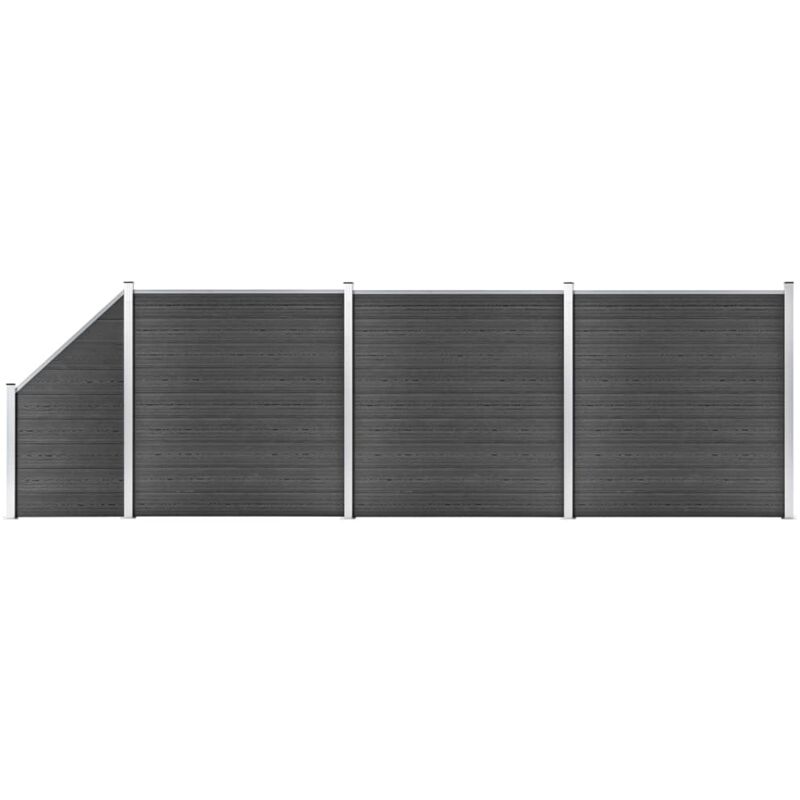 

vidaXL Set de paneles de valla WPC negro 619x(105-186) cm - Negro