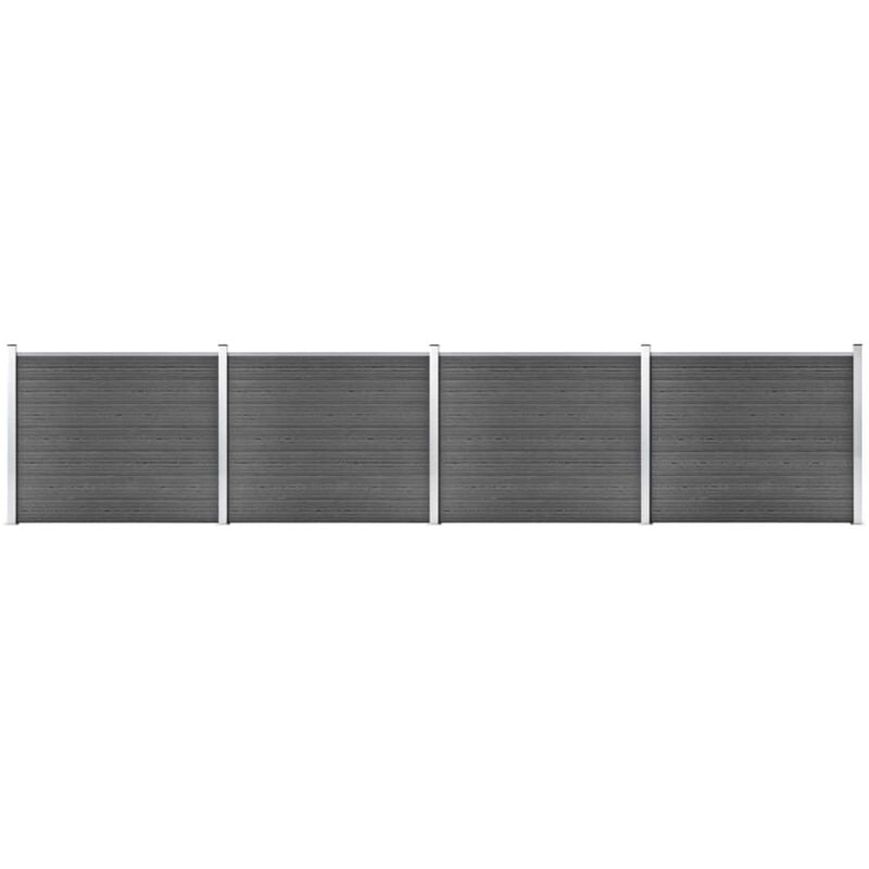 

vidaXL Set de paneles de valla WPC negro 699x146 cm - Negro